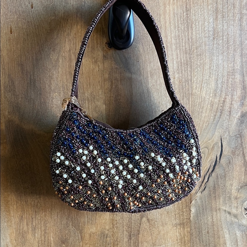 From India To You | Chocolate Brown Beaded Shoulder Bag 🍁🍂